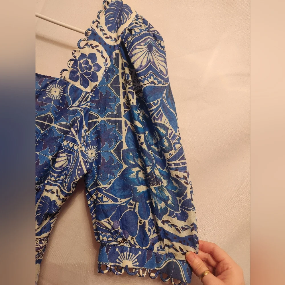 Farm Rio blue tropical print top - Picture 6 of 9